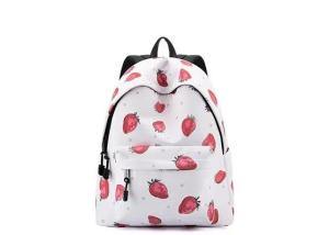 Wholesale promotional cotton bag: OEM Foldable Zipper Closure Backpack White Polyester Rucksack