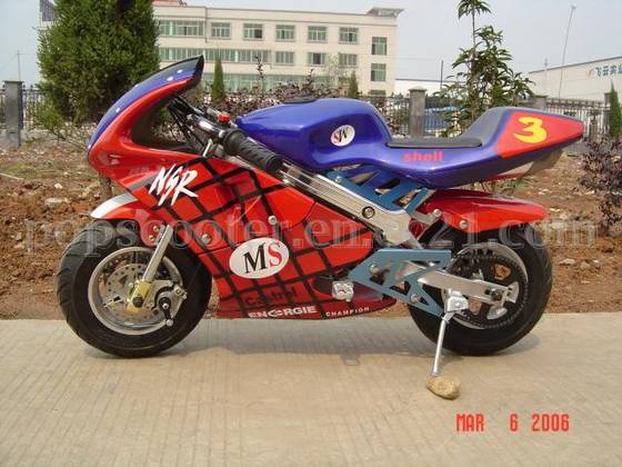 Pocket Bike with Double Front Disc Brake and Aluminium Feet Step Spider Color 