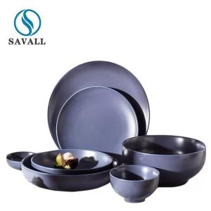 Wholesale dinnerware: Round Plain Purple Modern Porcelain Dinnerware Sets 1280C Fired