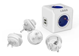 Wholesale Electrical Plugs & Sockets: Power Cube Travel Adapter, 4AC 2USB-A,  DE Cube Plug, Multiple Socket, Extended Plug