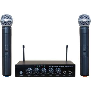Wholesale audio mixer: UHF Dual Channel Wireless Handheld Microphone-Portable Digital Audio Sound Mixer