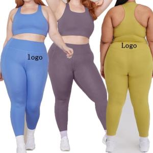 Wholesale sewing thread cotton: Plus Size Leggings Private Label Logo Women Workout Clothing High Waist Tummy Control Gym Running Fi