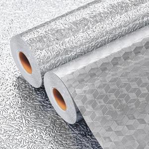 Wholesale metallized film: Silver Wallpaper Metal Silver Self Adhesive Film Metal Appearance Wallpaper Kitchen Sticker
