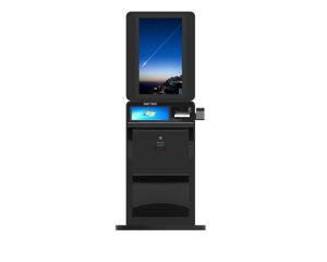 Wholesale ticket dispenser: Double Screen Hotel Check in Self Service Terminal Ad  Kiosk  with Passport Reader IC Card Reader