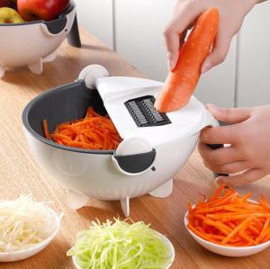 Wholesale vegetables cutter: Multifunction Vegetable Cutter Drain Basket Magic Rotate Vegetable Cutter