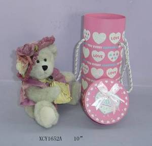 Wholesale lady hats: Lovely Plush Teddy Bear with Paper Bottle for Valentine's Day