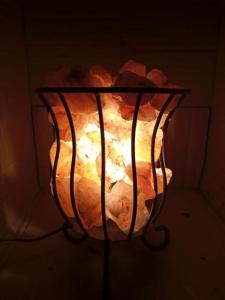 Wholesale decorative salt lamps: Iron Basket with Salt Lamp