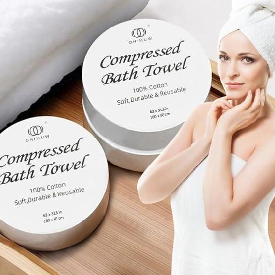 Sell  1pc White Disposable Compressed Bath Towel