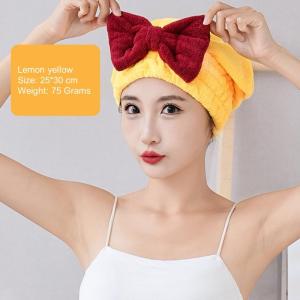 Wholesale fleece cap: Lemon Yellow Super Absorbent Quick Drying Shower Cap Women Coral Fleece Dry Hair Towel Wholesale fleece cap: Lemon Yellow Super Absorbent Quick Drying Shower Cap Women Coral Fleece Dry Hair Towel