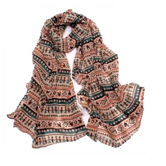 100% Polyester Women's Colorful Pattern Fashion Scarf 