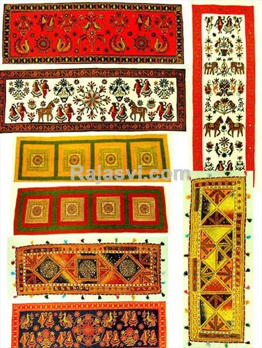 Indian Tapestry Wall Hanging Table Runner Patchwork Yellow Handmade Embroidery 