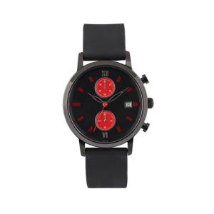 Wholesale japan movement quartz watch: Red Dial Quartz Black Leather Watch Strap