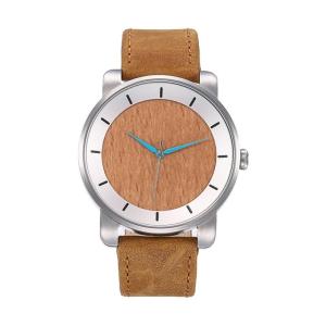 Wholesale wood watch: Stainless Steel Blue Hands Watch with Leather Band