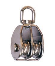 Wholesale pulleys: 50mm Polished Rope Rigging Hardware Double Wheels Swivel Eye Pulley Block