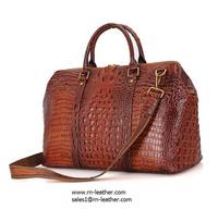 Sell High end brown croc print real leather duffle bag for...
