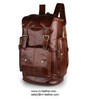 Outdoor Large Capacity Vintage Real Leather Laptop Backpacks...
