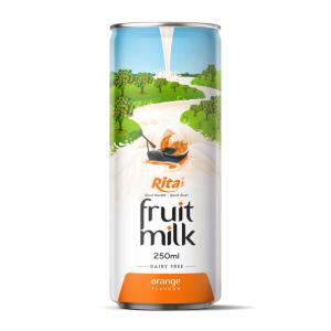 Wholesale coconut powder: 250ml Canned Orange Fruit Milk Healthy Drink From RITA Company