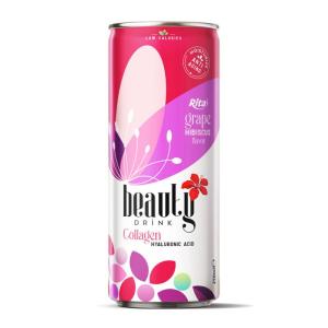 Wholesale mixed canned fruits: Beauty Drink Collagen and Hyaluronic Acid with Grape and Hibiscus 250ml Slim Can