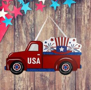 Wholesale new cars: New American Independence Day MDF Car Pendant American Independence Day Small Pendant House Decorati