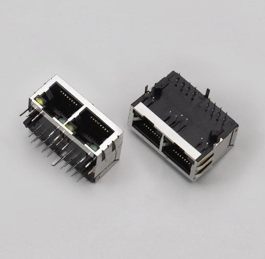 RJ45 PCB Jack Connector with Magnetic/Transformer with LED 1x2 Compatible with HR951180A