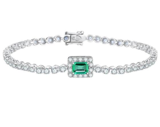 Sell Fashion Jewelry Colobian Emerald Bracelet 925Silver Emerald and Moissanite