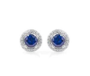 Wholesale silver earrings: Fancy Couple 925 Silver Jewelry Blue Sapphire Studs Earring for Women
