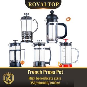 Wholesale french press: Home and Office Coffee Maker Simple High Borosilicate Glass French Press Pot with Bamboo Lid Stainle