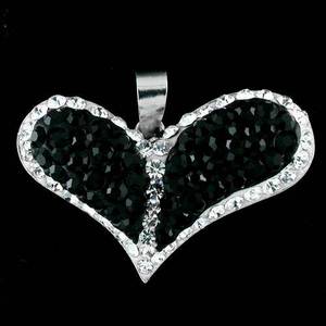 Wholesale fine pendant jewelry: Crystal Edge Pendant Heart Silver Jewelry
