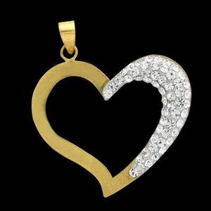 Wholesale 9 k gold pendant: Crystal Edge Big Heart Pendant with 9-K