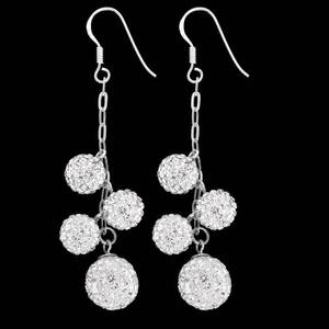 Wholesale grapes: Crystal Edge Silver Grapes Hook Earring Jewelry