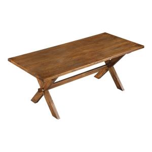 Wholesale wood table: Solid Wood Old Elm Dining Table with X- Cross Wooden Table Base