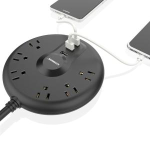 Wholesale Electrical Plugs & Sockets: Safemore USB Smart Round Power Strip Socket Charging Station