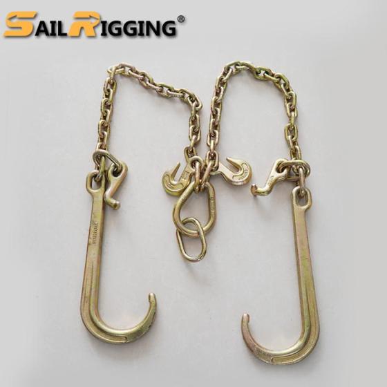 Galvanized G70 Truck Tow Trailer Chain with Double J Hooks(id