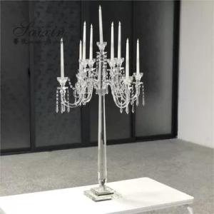 Wholesale dining: 9 Arms Tall Luxury Clear Crystal Candle Holder for Dining Table Wedding Centerpiece Home Decor