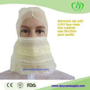 Wholesale breathable nonwoven: LY Yellow Disposable Hoods SBPP Nonwoven Cap with Mask and Beard Cover