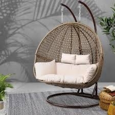 Wholesale outdoor patio furniture: Patio Outdoor Furniture/ Rattan Double Swing Chair/ Swing Chair with Cushion