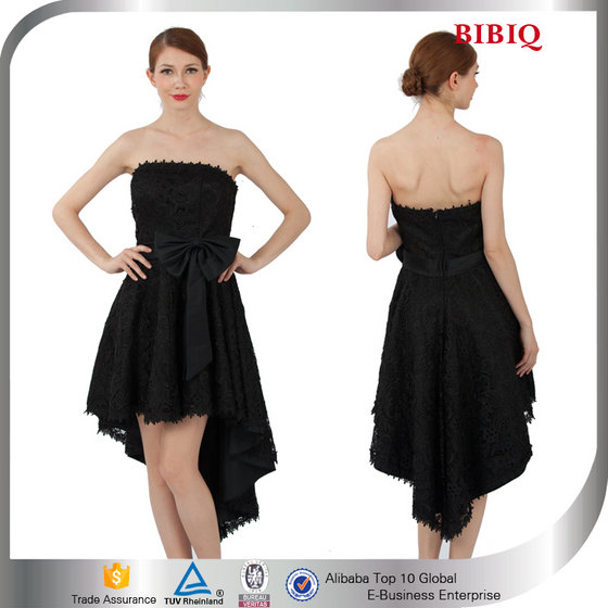 Bridesmaid High Low Wedding Dress Black Short Front Long Back Prom