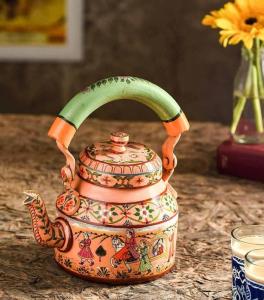 Wholesale accents: Handpainted Multicolor Decorative Tea Kettle