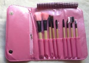Wholesale pu bag: 10pcs Make Up Brush Set with Cosmetic PU Bag