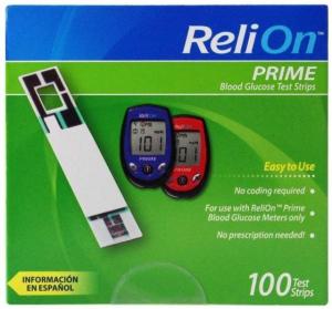 Wholesale test strips: ReliOn Prime Blood Glucose Test Strips, 100 Ct