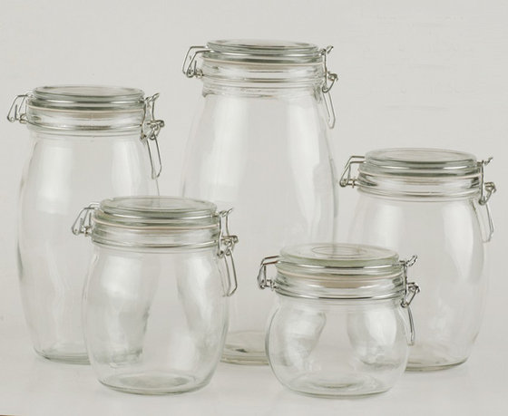 glass storage jars with bamboo lids