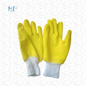 Wholesale cotton glove: Hot Sale EN388 420 High Quality Jersey Double Face Cotton Lined 3/4 Yellow Latex Dipped Work Gloves
