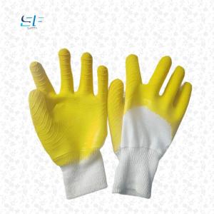Wholesale knit: Knitted Cotton Lined Non-slip Latex Full Palm Rubber Dipped Work Gloves