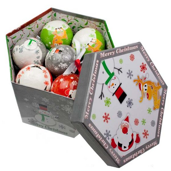 Santa \u0026 Snowman Design Decoupage Christmas Baubles with Gift