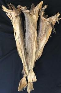 Wholesale a: Norwegian Stockfish (Round Cod, 50-70cm Long): 50-lbs Half-bale (20-25 Large Stockfish, Uncut)