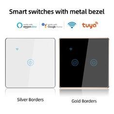 Wholesale 1 gang wall switch: Metal Bezel Tuya Smart Switch 600W 2 Gang Touch Dimmer App Voice Control