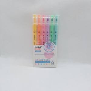 Wholesale highlighter markers: Good Quality Factory 6 Color Pastel Color Fluorescent Highlighter Double Tip Twin Marker Watercolor