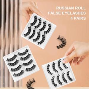 Wholesale false eyelash: Wholesale New D Curl Russia Roll False Eyelashes Chemical Fiber Eyelashes Thick Natural Eyelashes