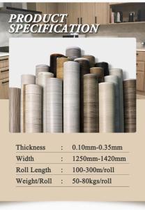 Wholesale furniture material: Wood Effect Grain Film PVC Lamination PVC Membrane Foil Door 3D Design Furniture Decoration Film