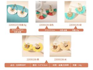Wholesale spring: Wind Vine Weaving Earrings for Women in Spring and Summer, High Grade, and Small Crowd Lafite Grass